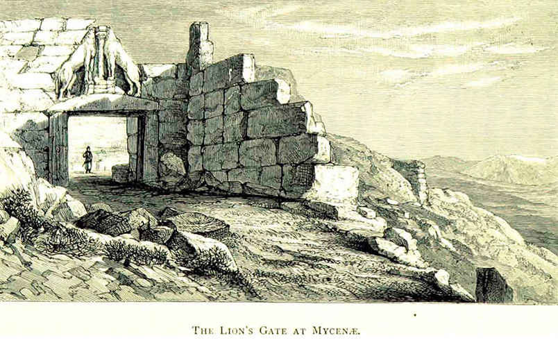 Львиные ворота в Микенах, картина Фаррера